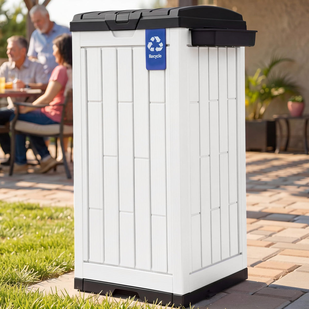 38 Gallon Resin Outdoor Trash Can Set of 2