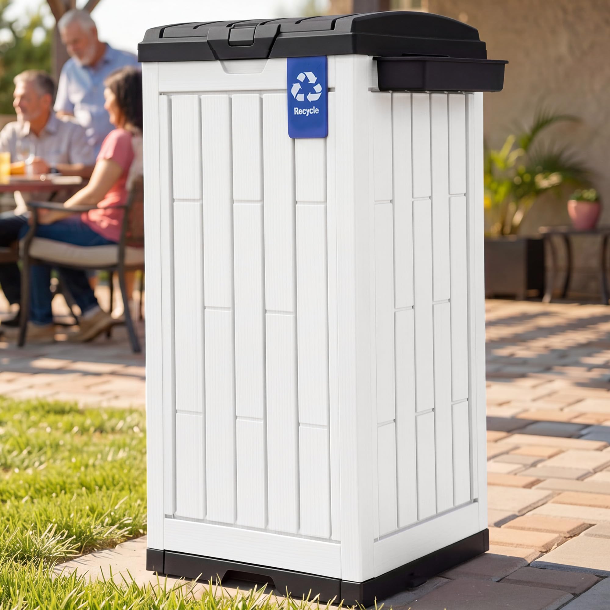 38 Gallon Resin Outdoor Trash Can Set of 2
