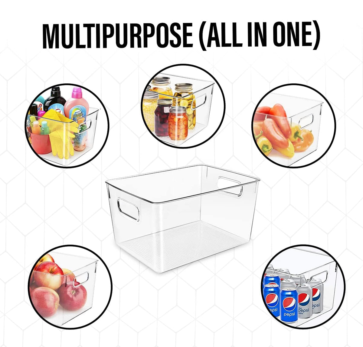 Clear Plastic Storage Bins (8 Count)