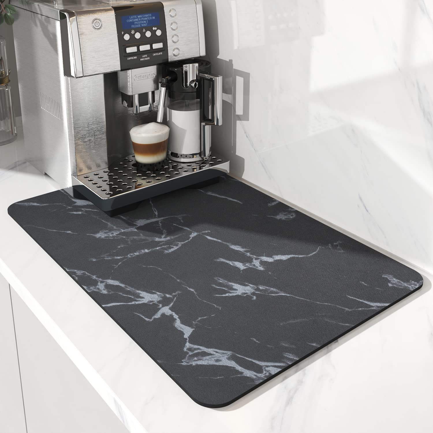 Coffee Mat Hide Stain Rubber Backed Absorbent Dish Drying Mat for Kitchen Counter