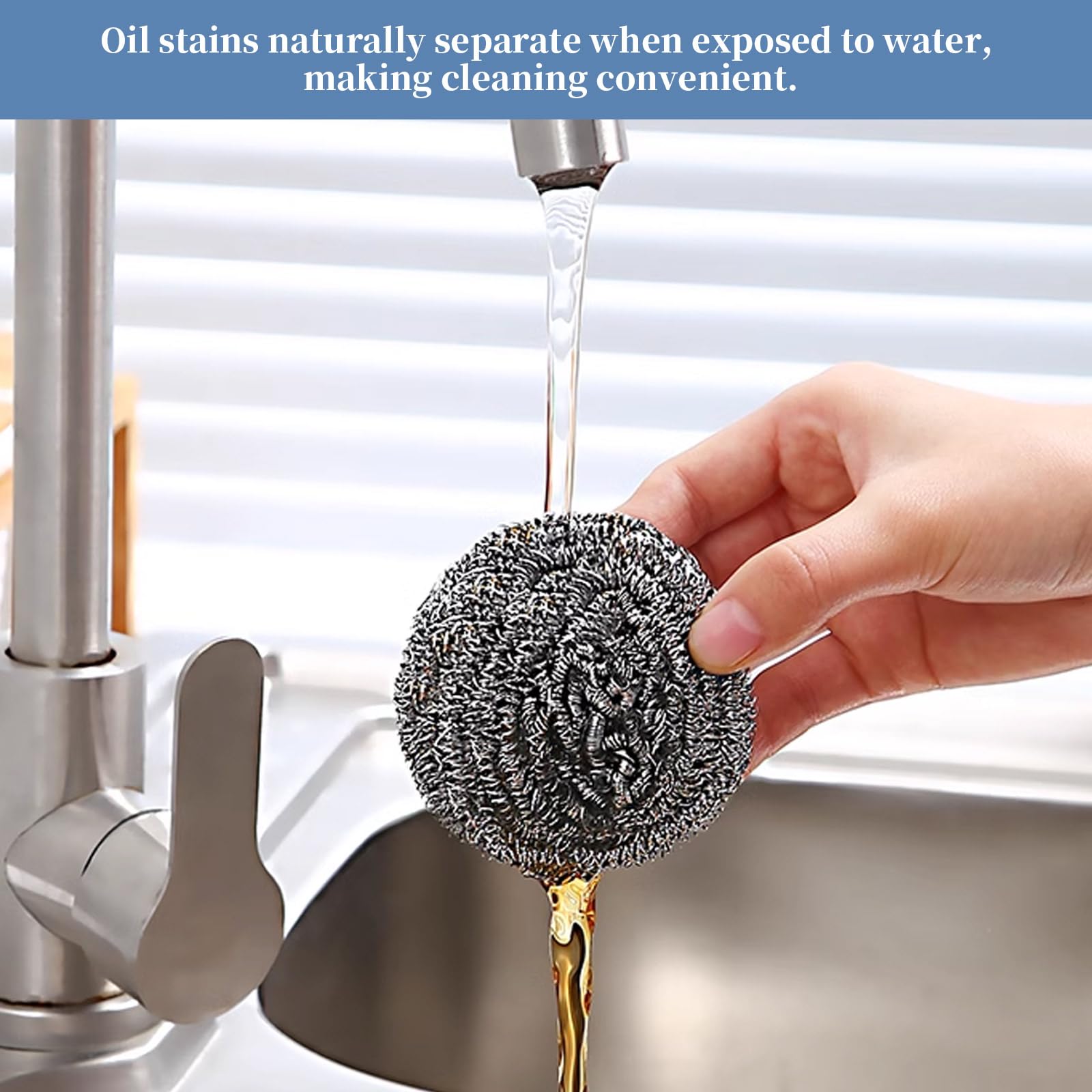 Stainless Steel Scrubber Scrubbing Scouring Pad Sponges Clean Pot Pan and Steel Wool for Kitchen Bathroom (12 Count)