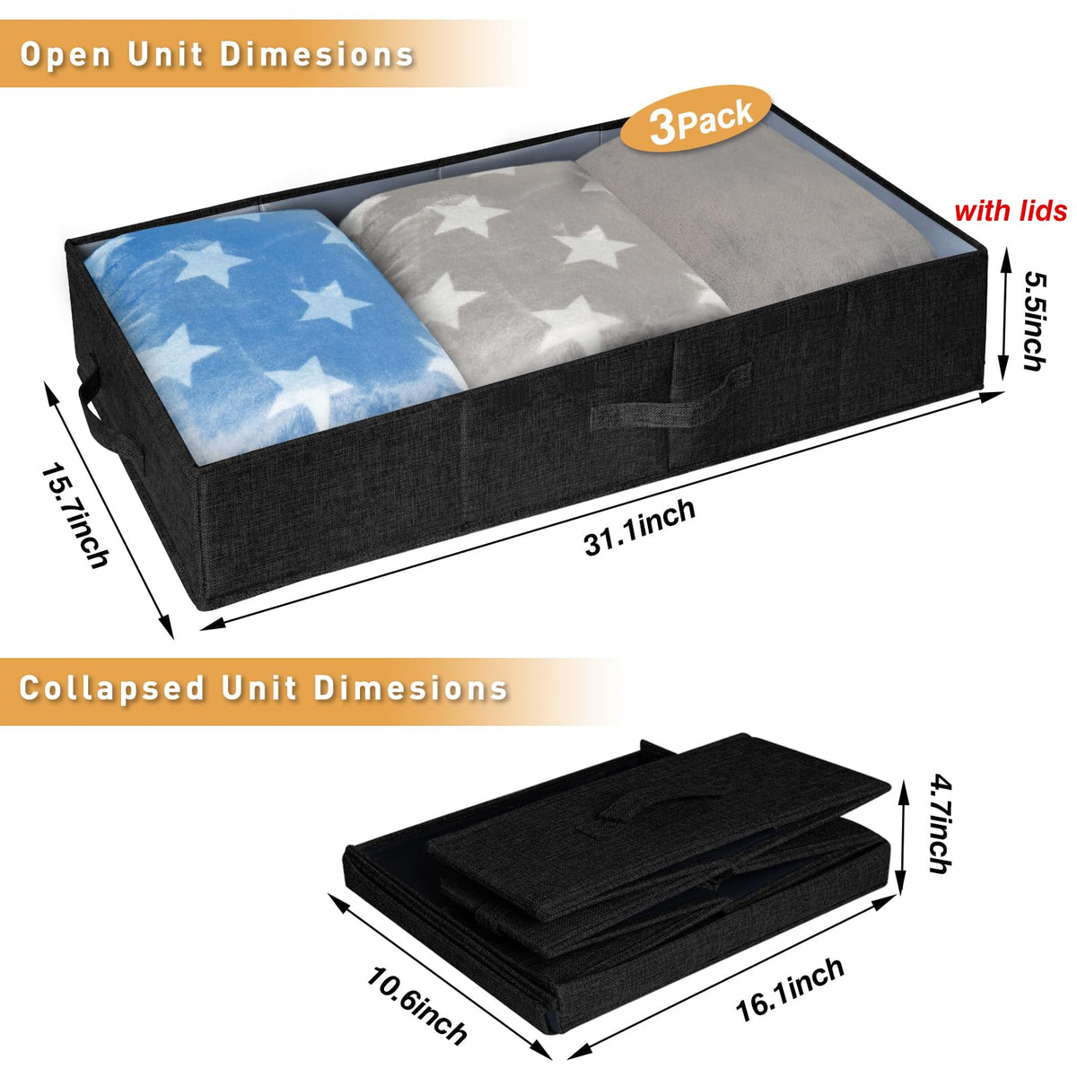 6 in Tall Stackable Under Bed Storage Containers (3 Count)