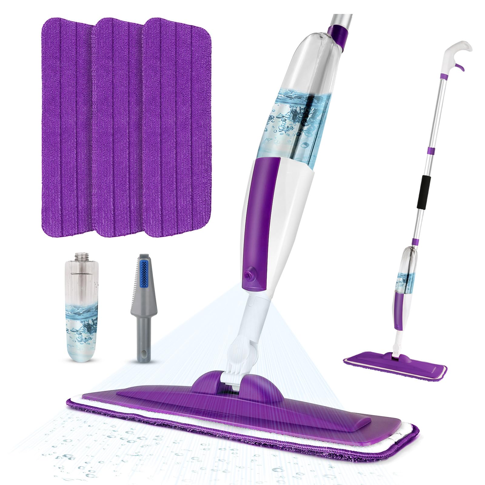 Microfiber Hardwood Floor Spray Mop with 3 Pads & Refillable Bottle (7 Count)