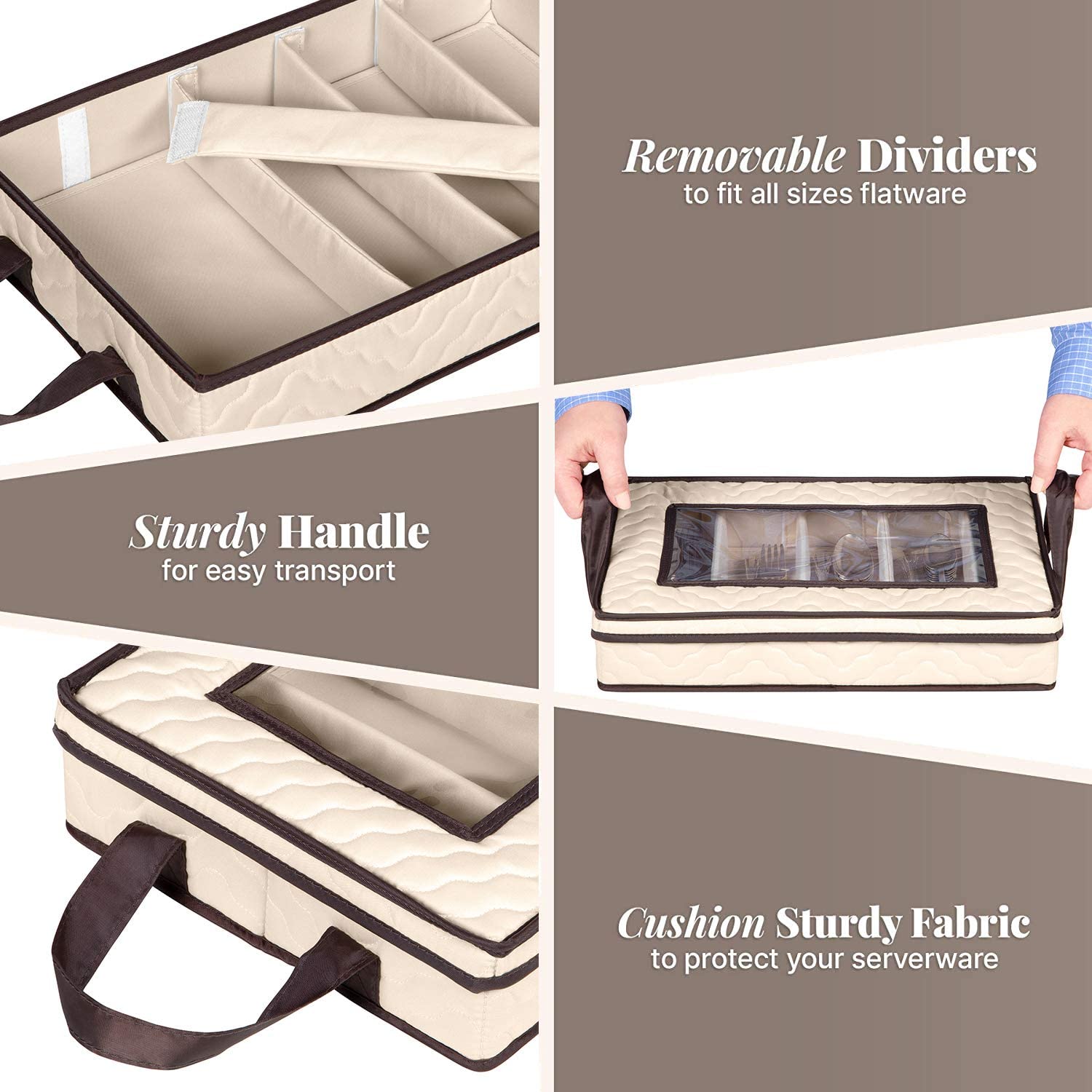 Flatware Storage Case 5 Compartments Silverware Container Box
