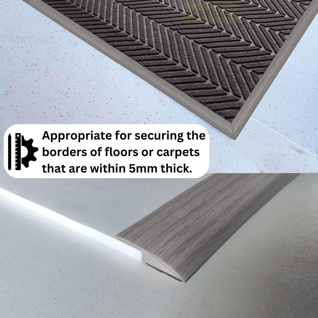 Floor Transition Strip Self Adhesive Carpet Wood Tile Vinyl Flooring Laminate Transition Cover Edge Trim Gap Doorway Threshold for Uneven Floors Heights Within 5 mm