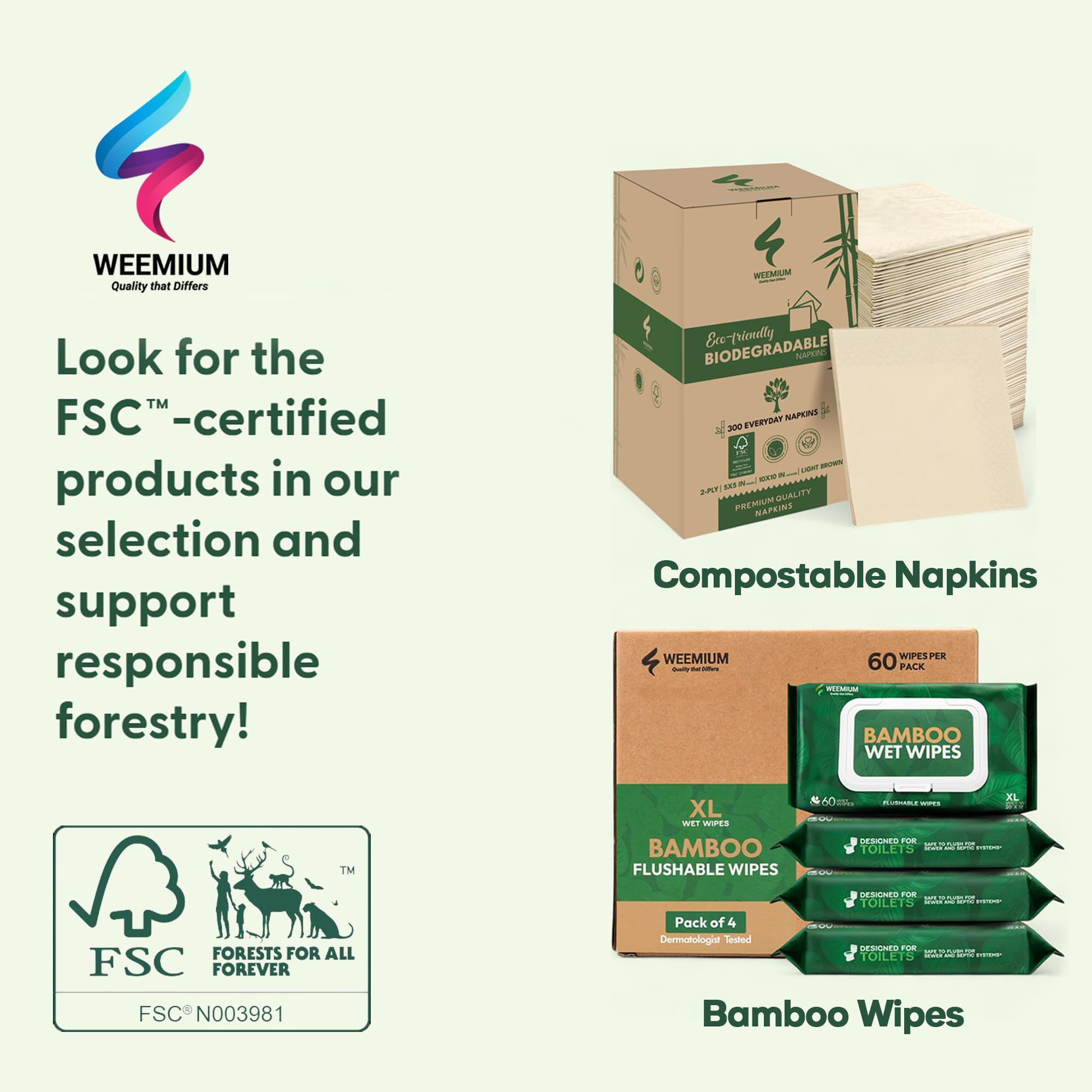 Bamboo Wipes Pack of 4 (240 Count)