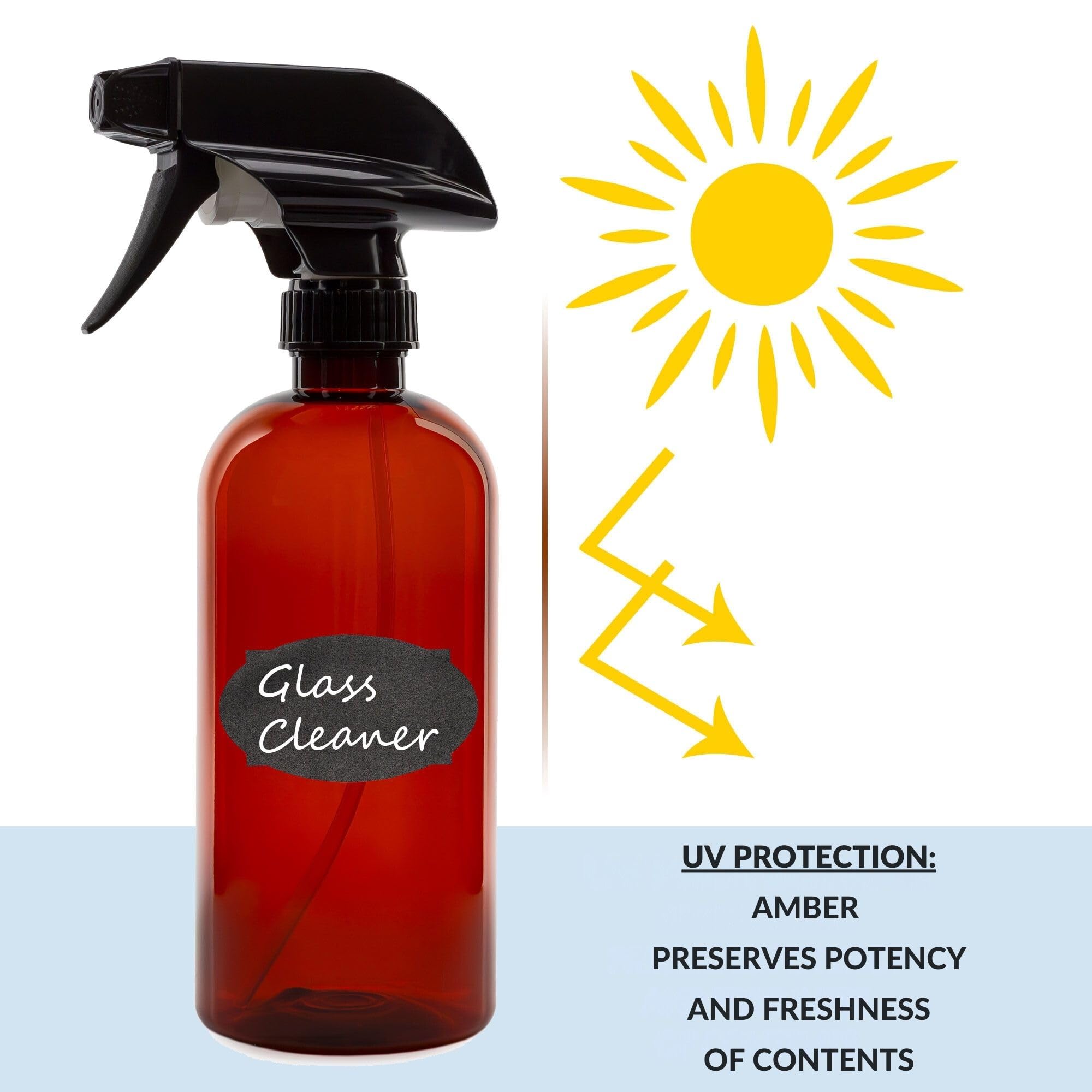 16oz Amber PLASTIC Spray Bottles w (6 Count)