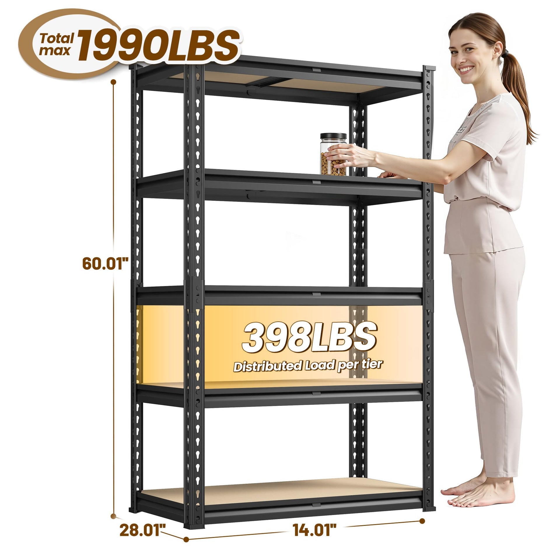 Storage Rack 60.01" H x 28.01" W x 14.01" D Shelves for Closet