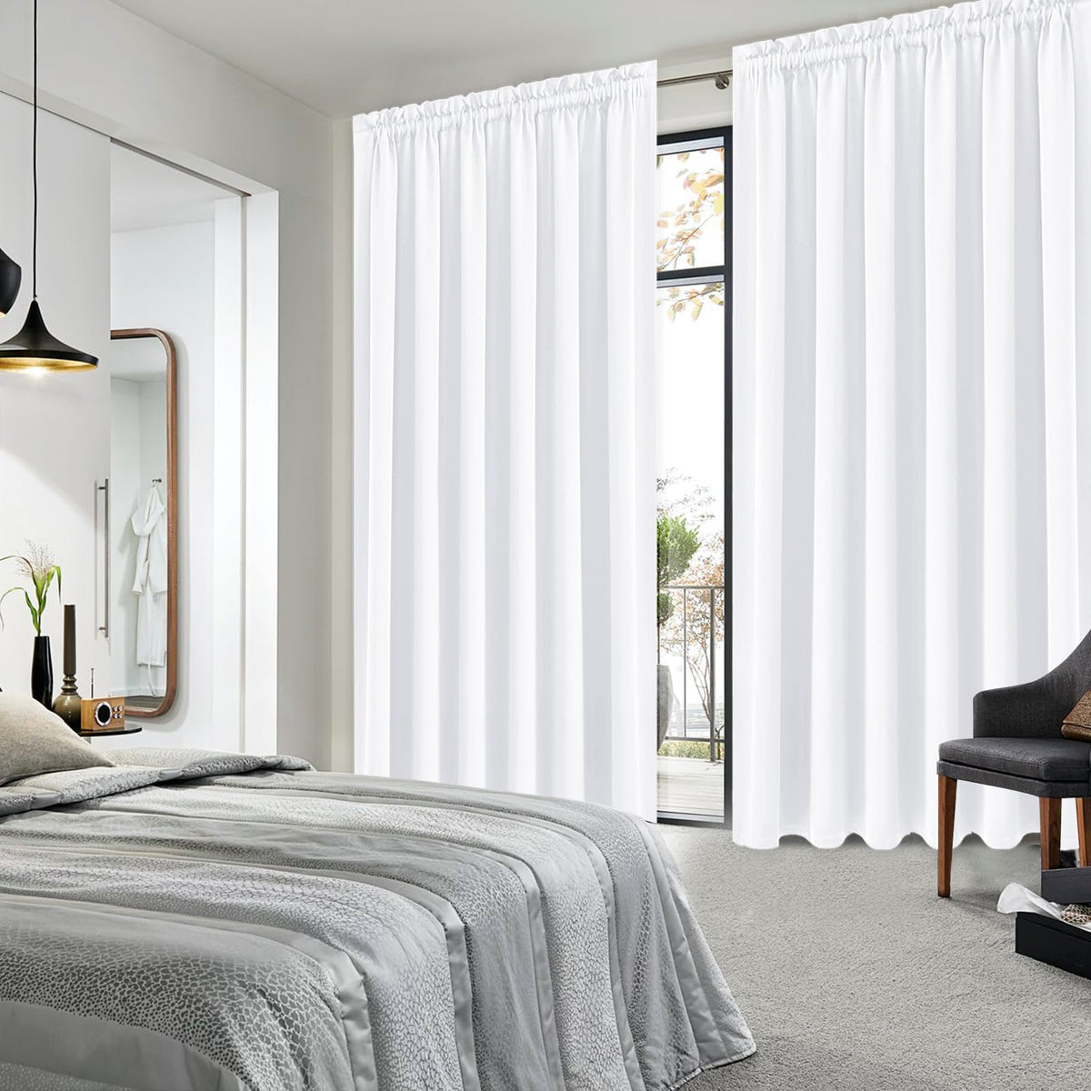 Wide Curtains 50% Light Blocking for Living Room 84 Inch Long 2 Panels (2 Count)