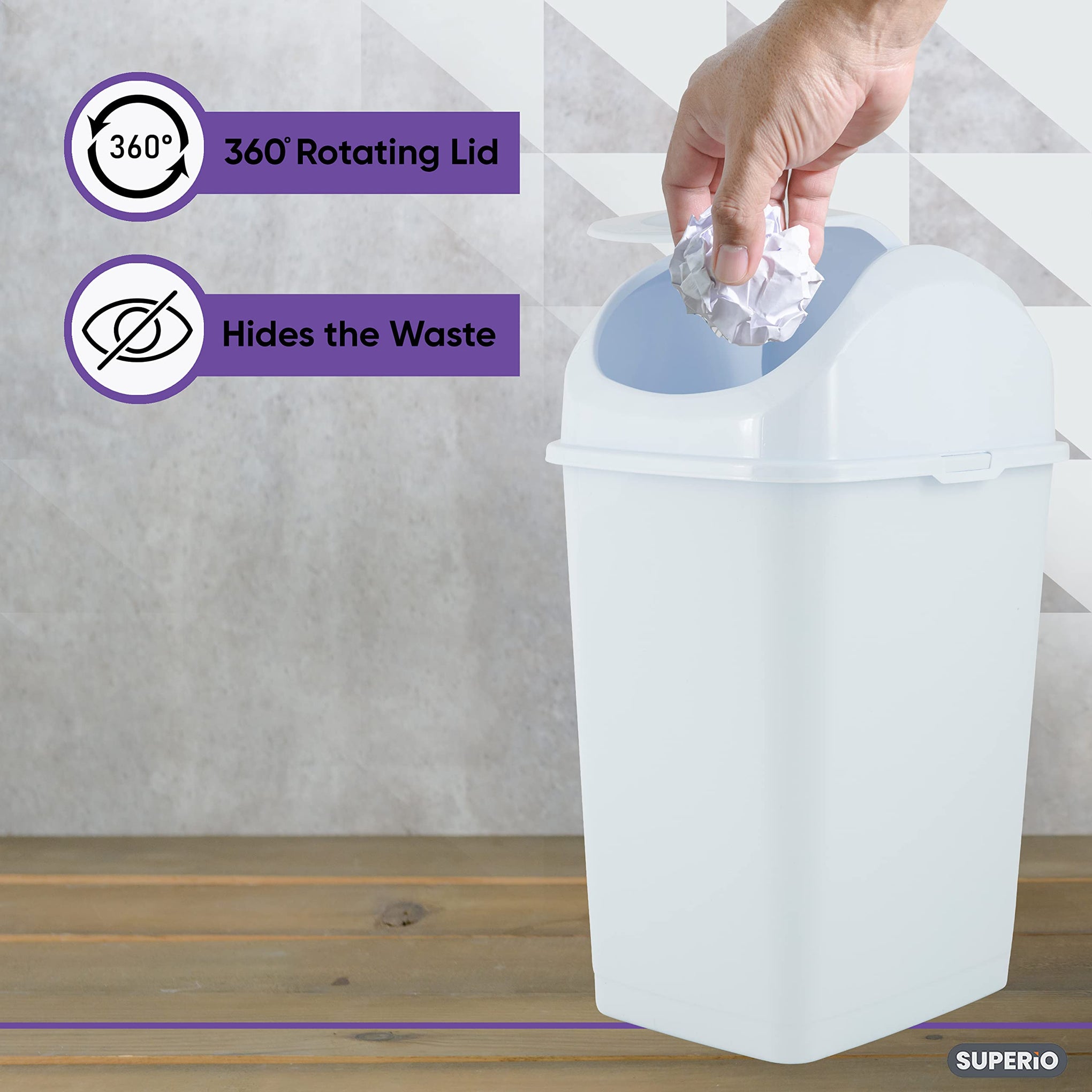 Small Plastic Trash Can with Swing Top Lid (2 Count)