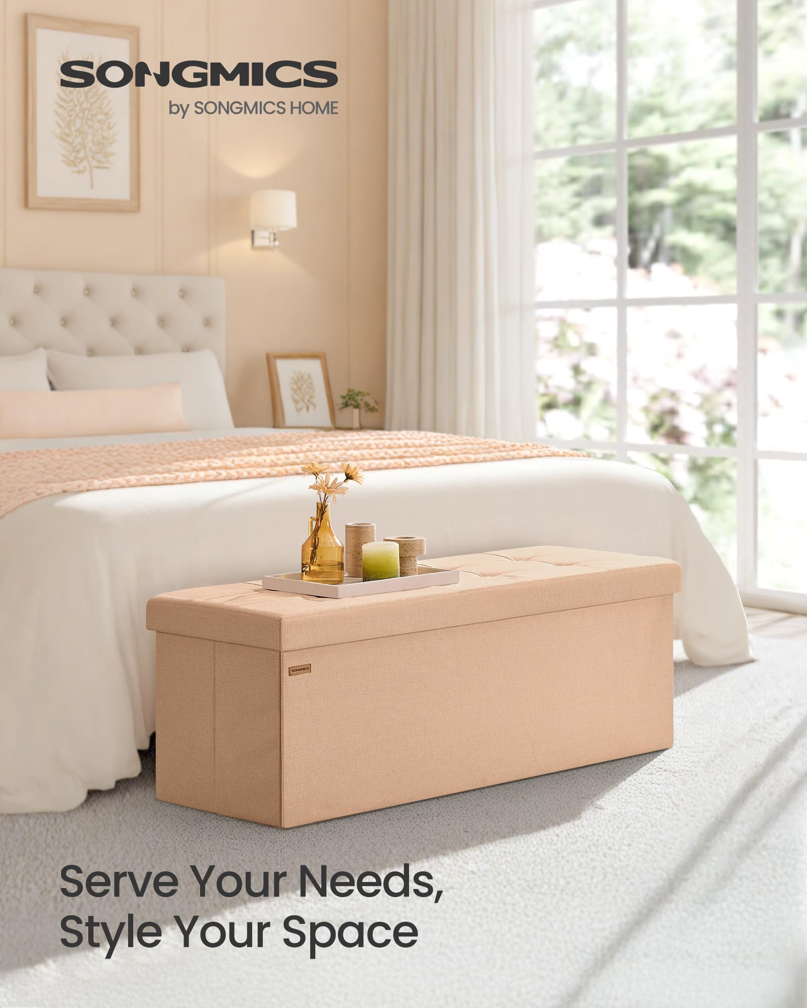 43.3 Inches Folding Storage Ottoman Bench