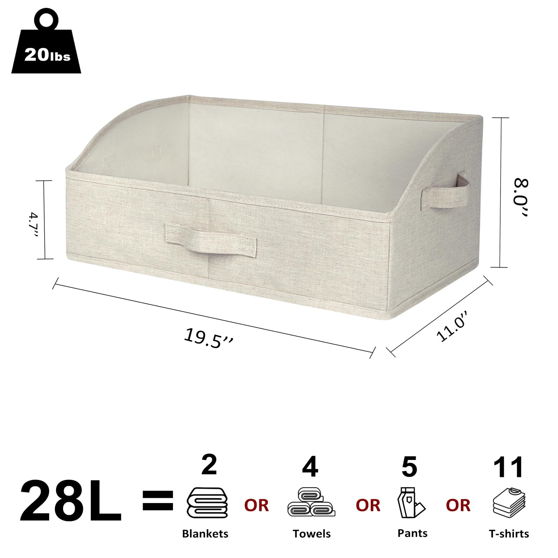 Trapezoid Storage Bins for Closet Organizers and Storage (3 Count)