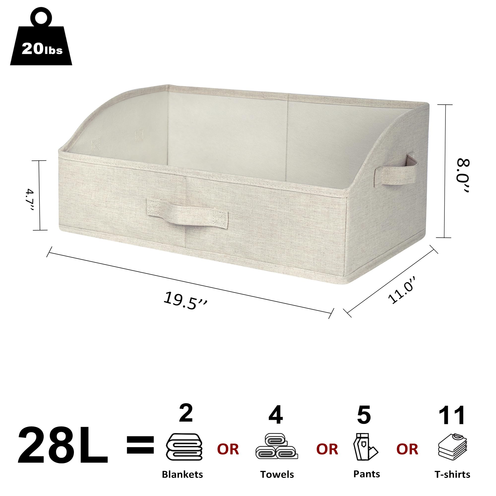 Trapezoid Storage Bins for Closet Organizers and Storage (3 Count)