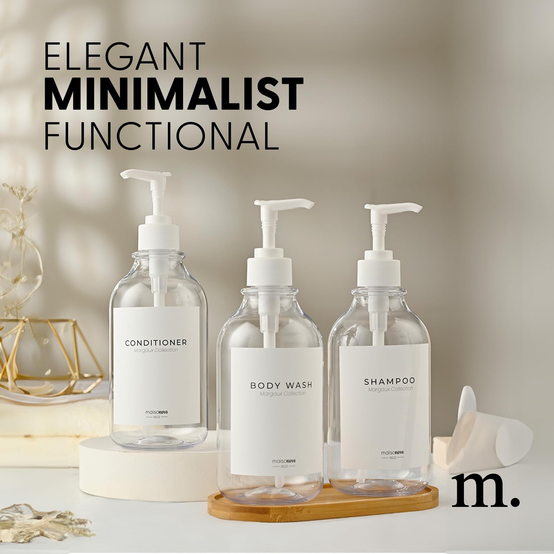Refillable Shampoo and Conditioner Bottles (3 Count)