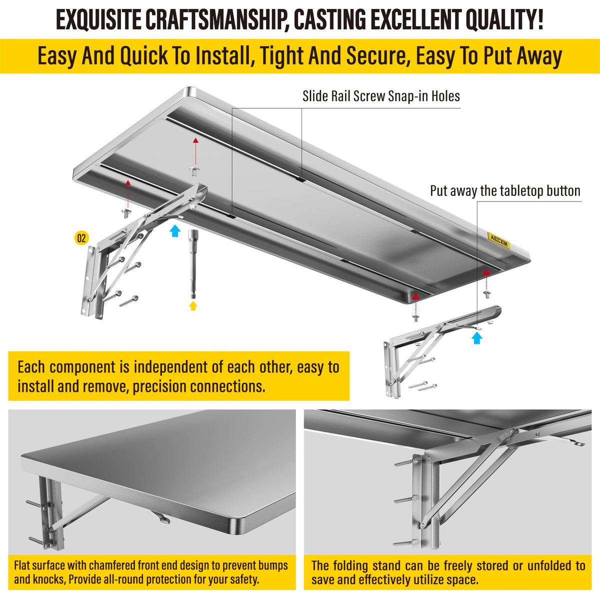 1.2x3ft Adjustable Rail Type Folding Storage Rack Shelf