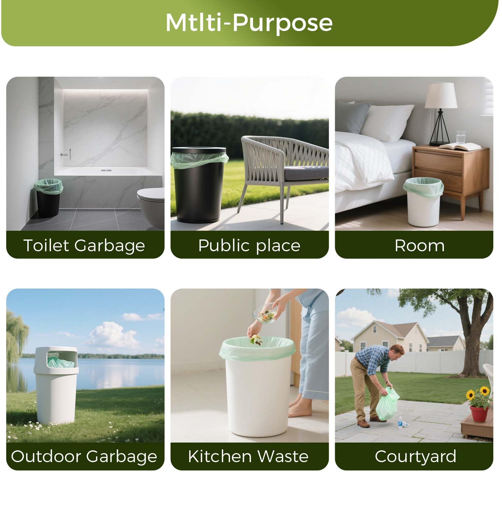 13 Gallon Compostable Trash Bags with Handle (30 Count)