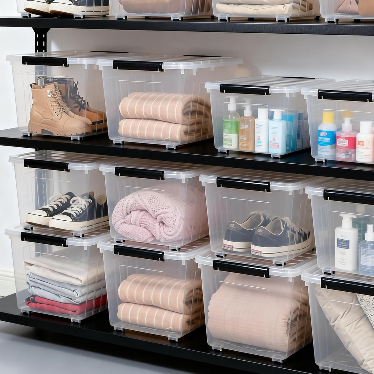 82 Quart Large Clear Plastic Storage Bins with Lids 6 (6 Count)