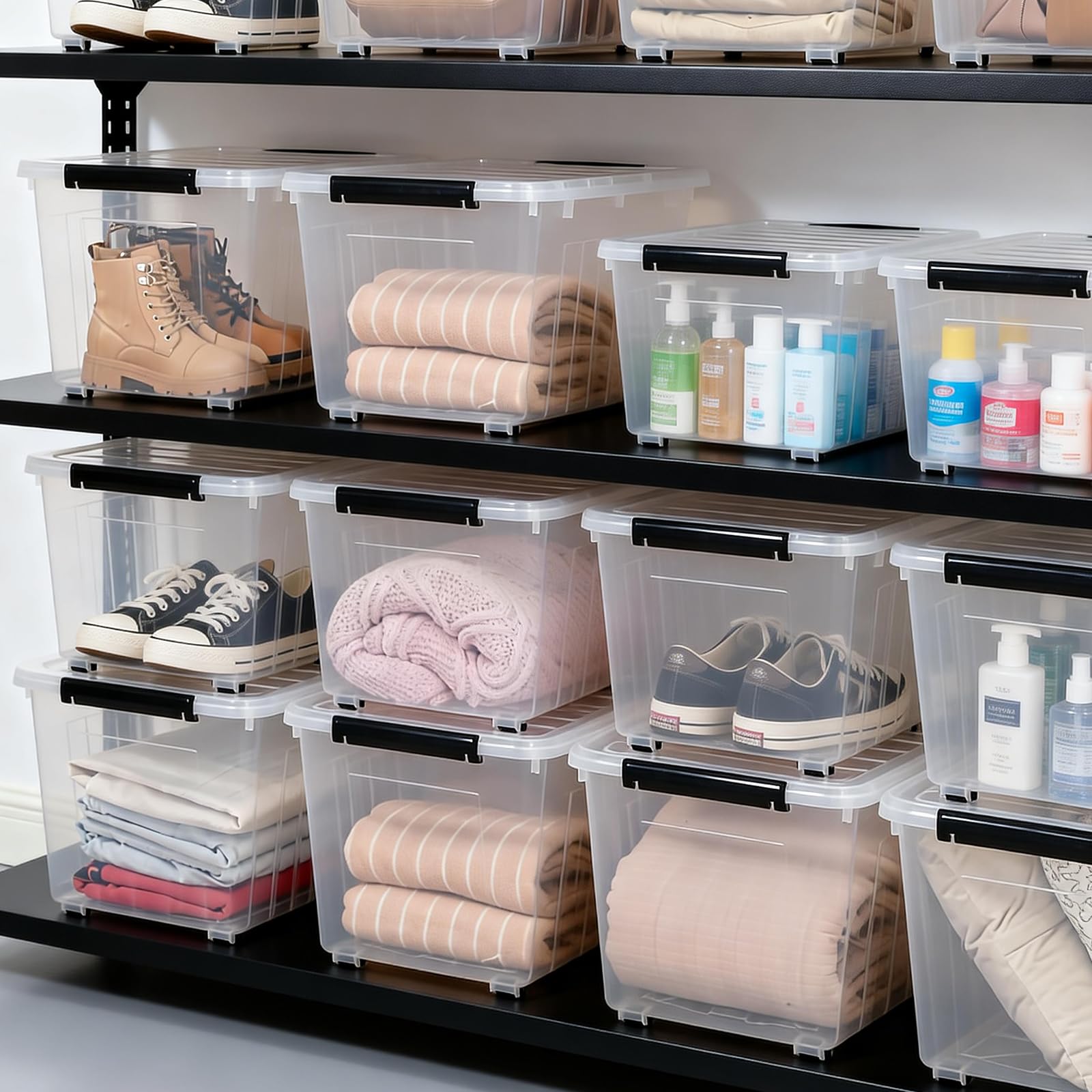 82 Quart Large Clear Plastic Storage Bins with Lids 6 (6 Count)