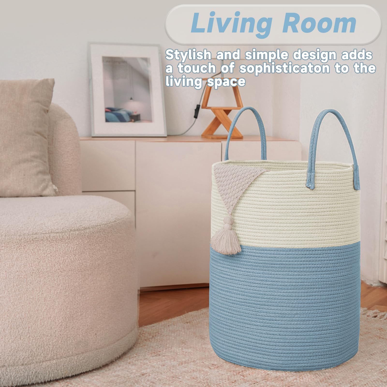 80L Cotton Rope Laundry Basket Hamper