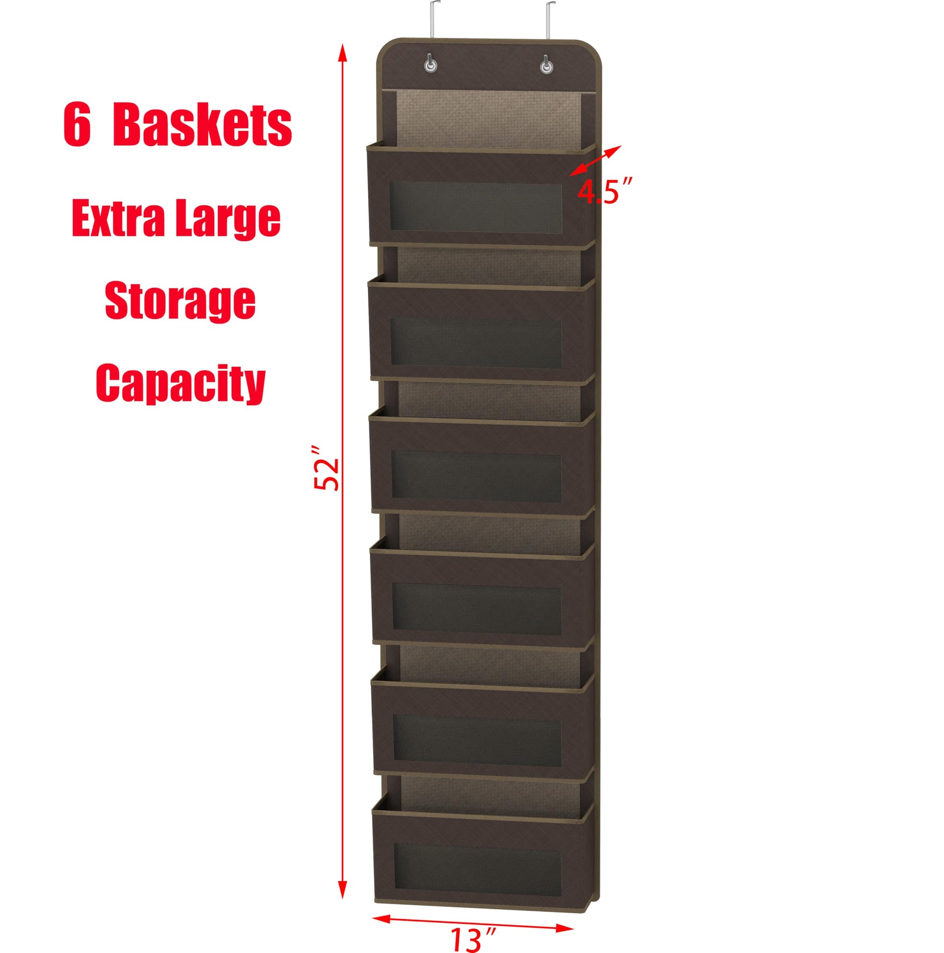 6 Clear Window Pocket Over Door Hanging Organizer