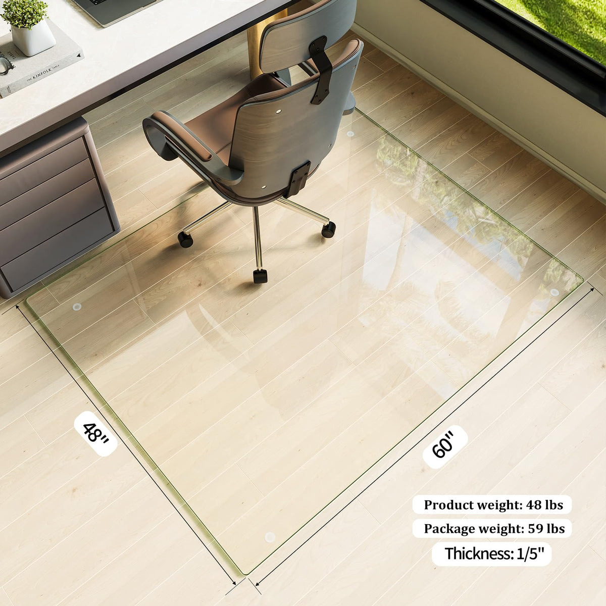 48" x 60" Office Chair Mat for Hardwood Floors & Carpets