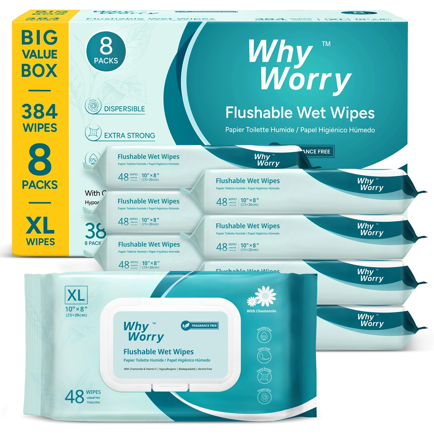 Flushable Wipes for Adults (384 Count)