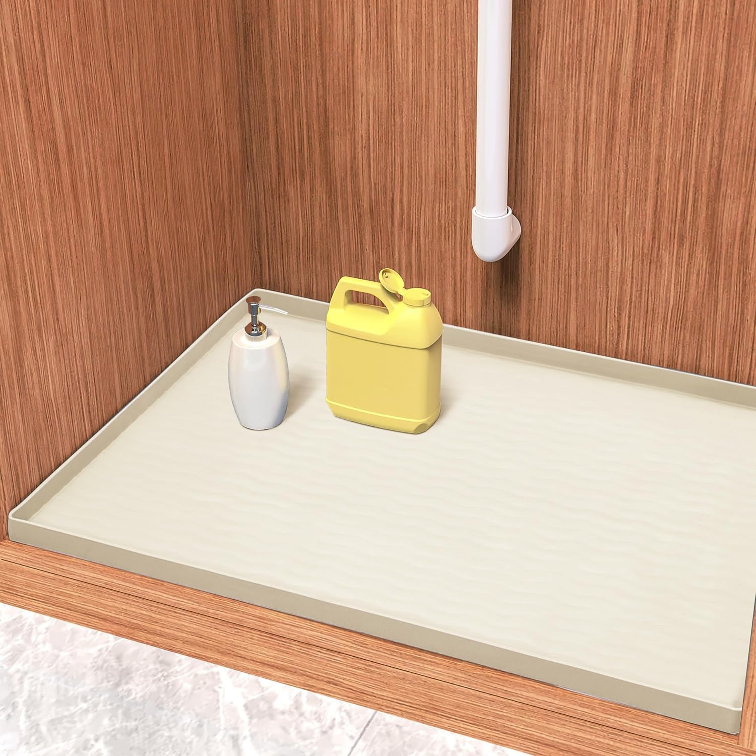 Waterproof Silicone Under Sink Mat 19'' x 12'' Shelf Liner for Kitchen and Bathroom
