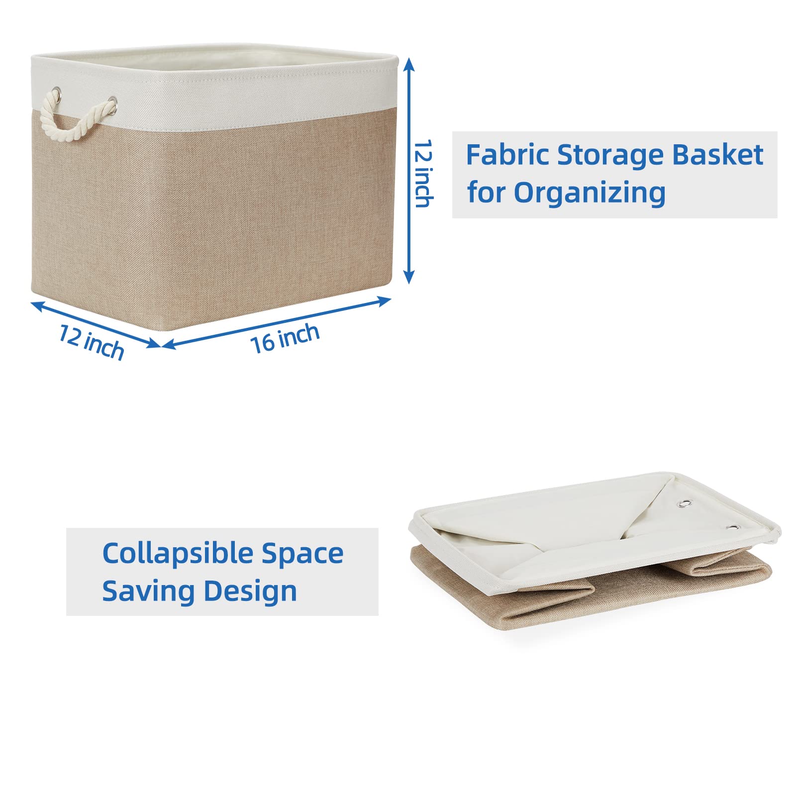 Fabric Storage Baskets 2 Pack Decorative Storage Bins Basket for Gifts Empty Shelf Baskets with Handles for Organizing Home Closet