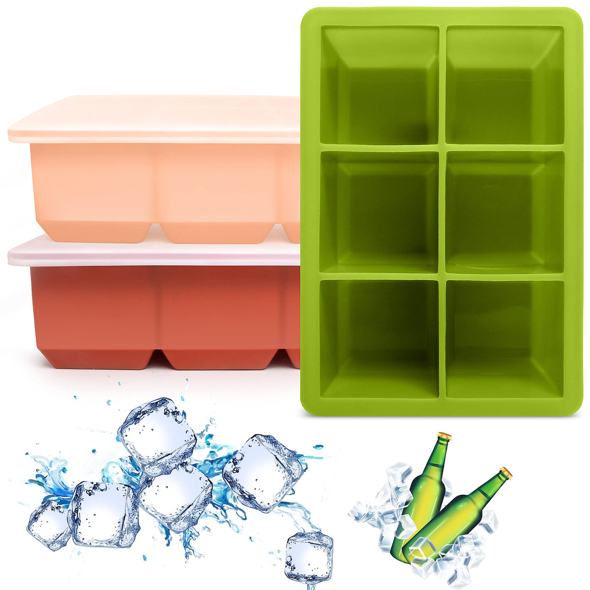 Silicone Ice Cube Trays 3 Pack (3 Count)
