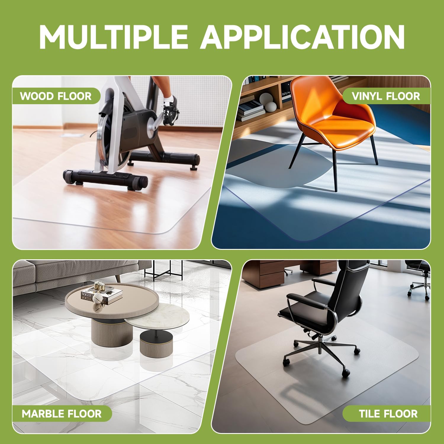 Chair Mat for Hardwood Floors 63" x 51"