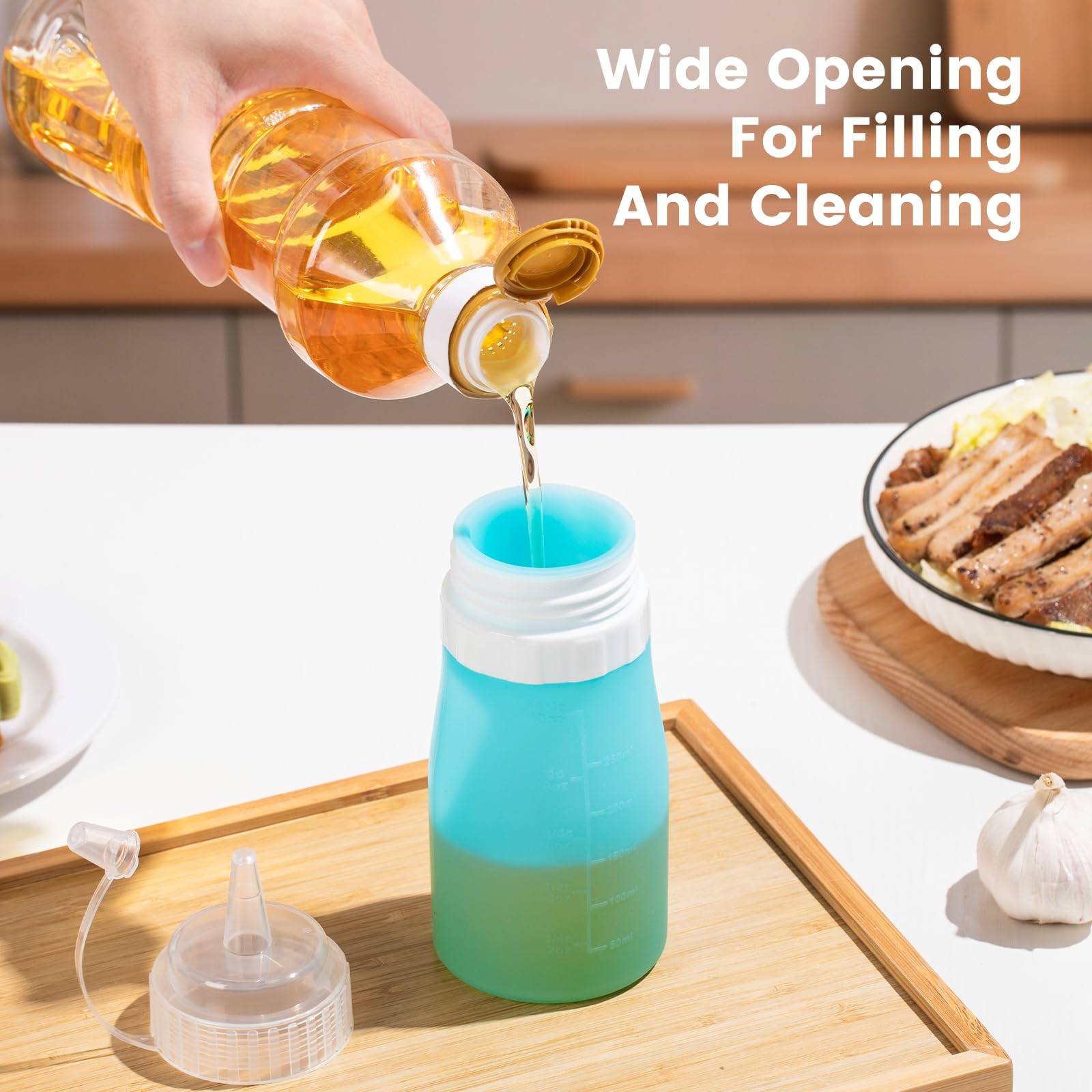 12 oz Silicone Squeeze Bottles for Sauces & Oil (4 Count)