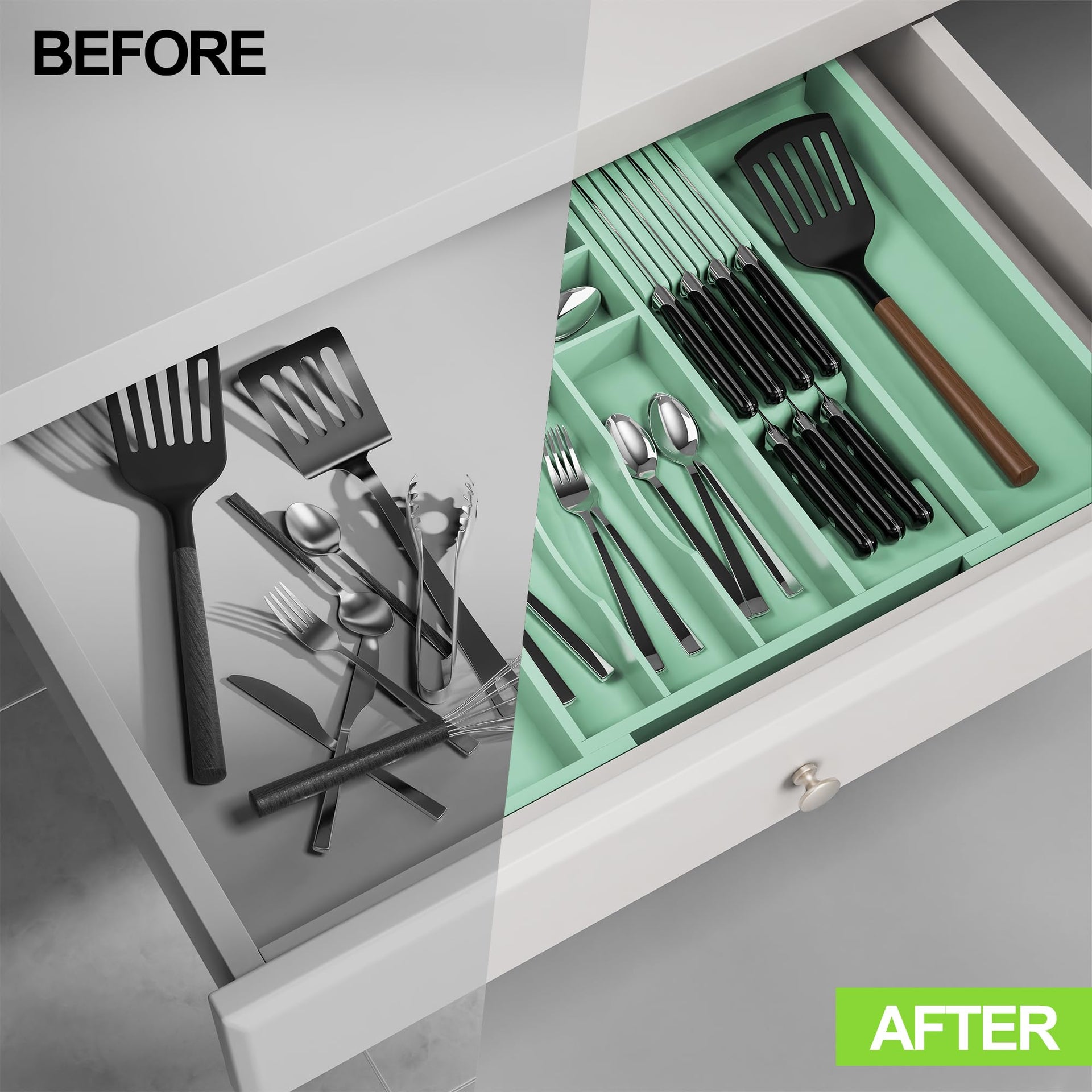 Bamboo Silverware Drawer Organizer