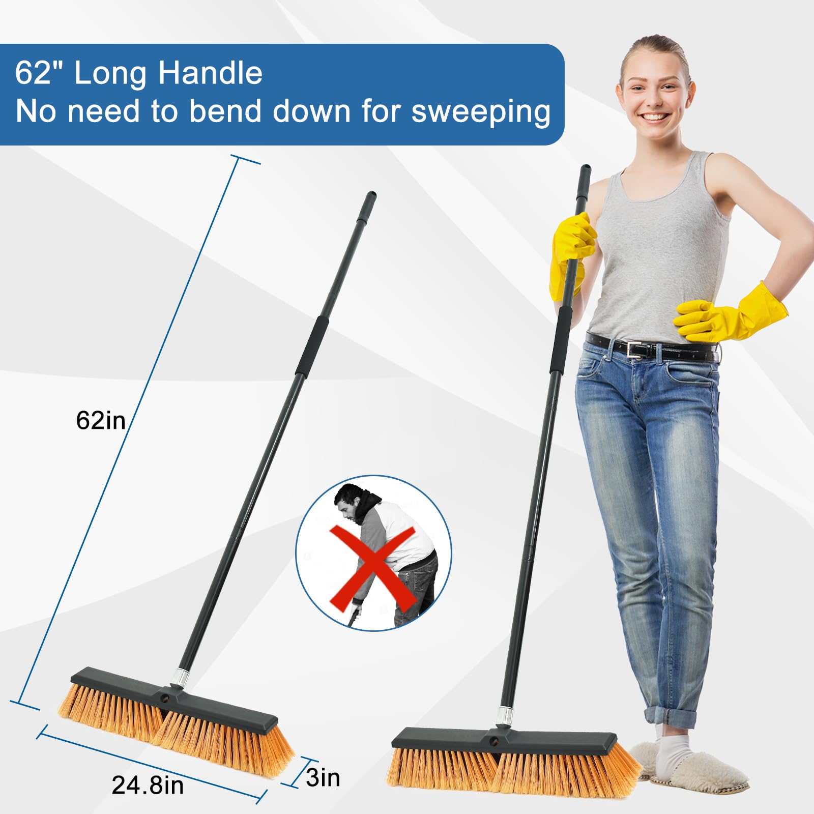 24 Inchs Push Broom Outdoor Heavy Duty