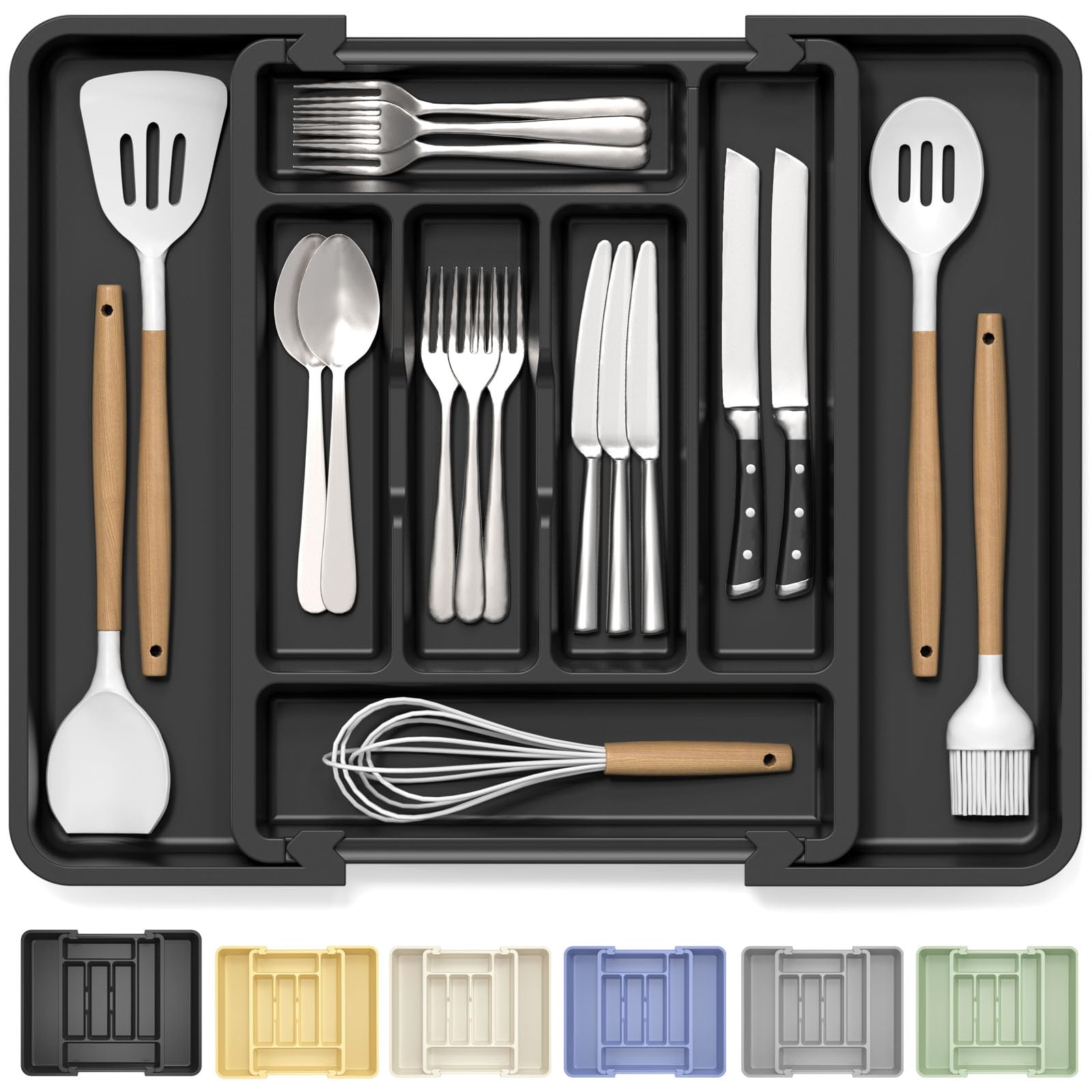Large Silverware Organizer for Kitchen Drawer & Utensils