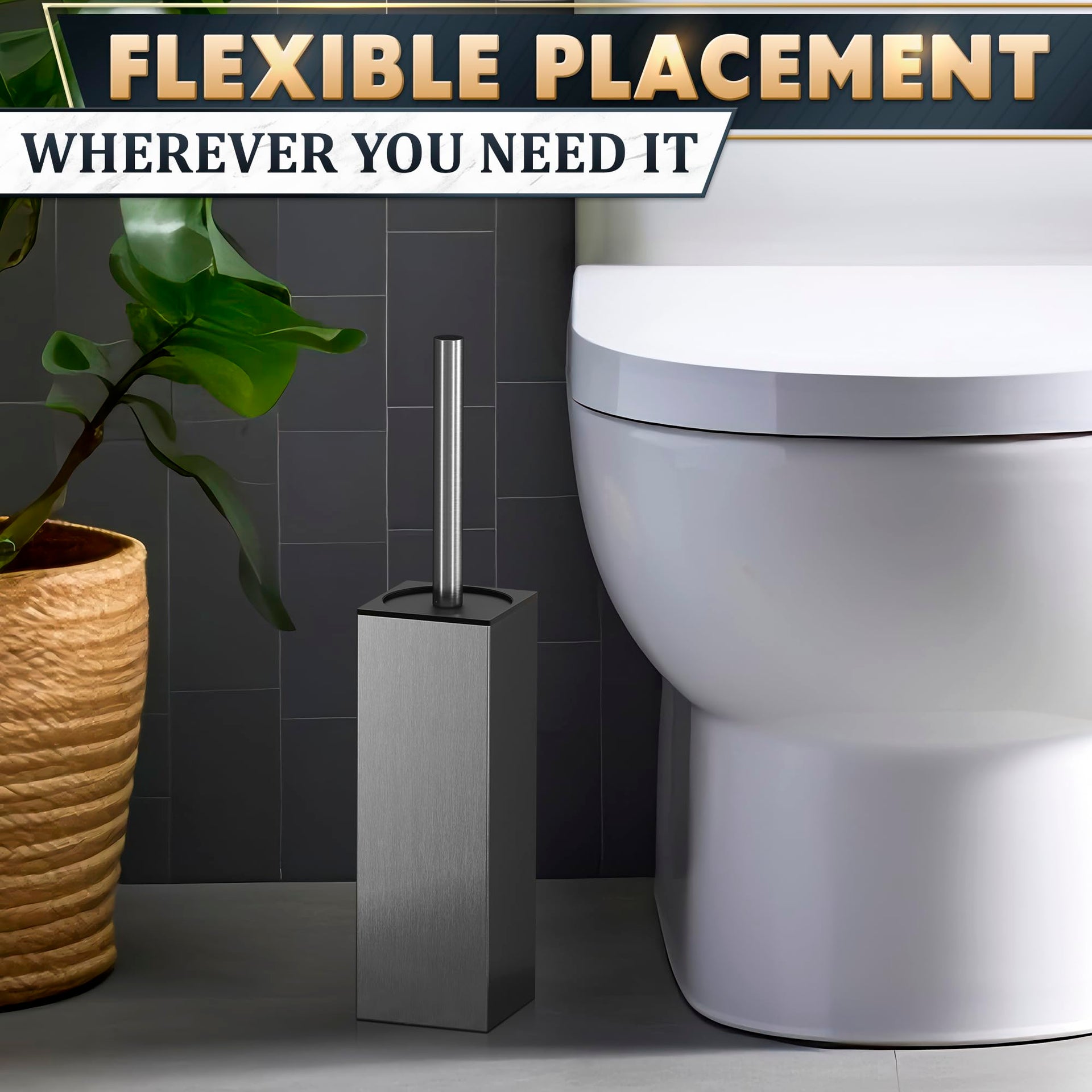 Stainless Steel Toilet Brush and Holder Set