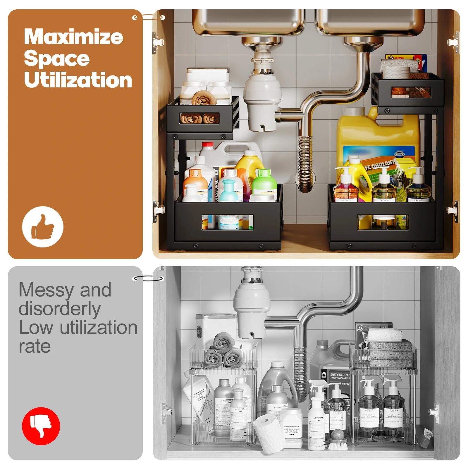 2 Pack Under Sink Organizer and Storage (2 Count)
