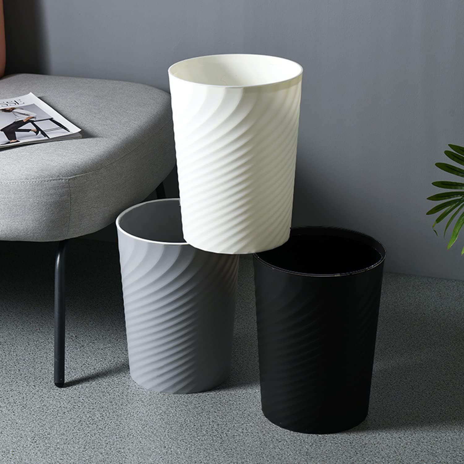 Bathroom Trash Can 1.8 Gallon Small Waste Basket Garbage Can for Dorm Kitchen Toilet Office Bedroom (2 Count)