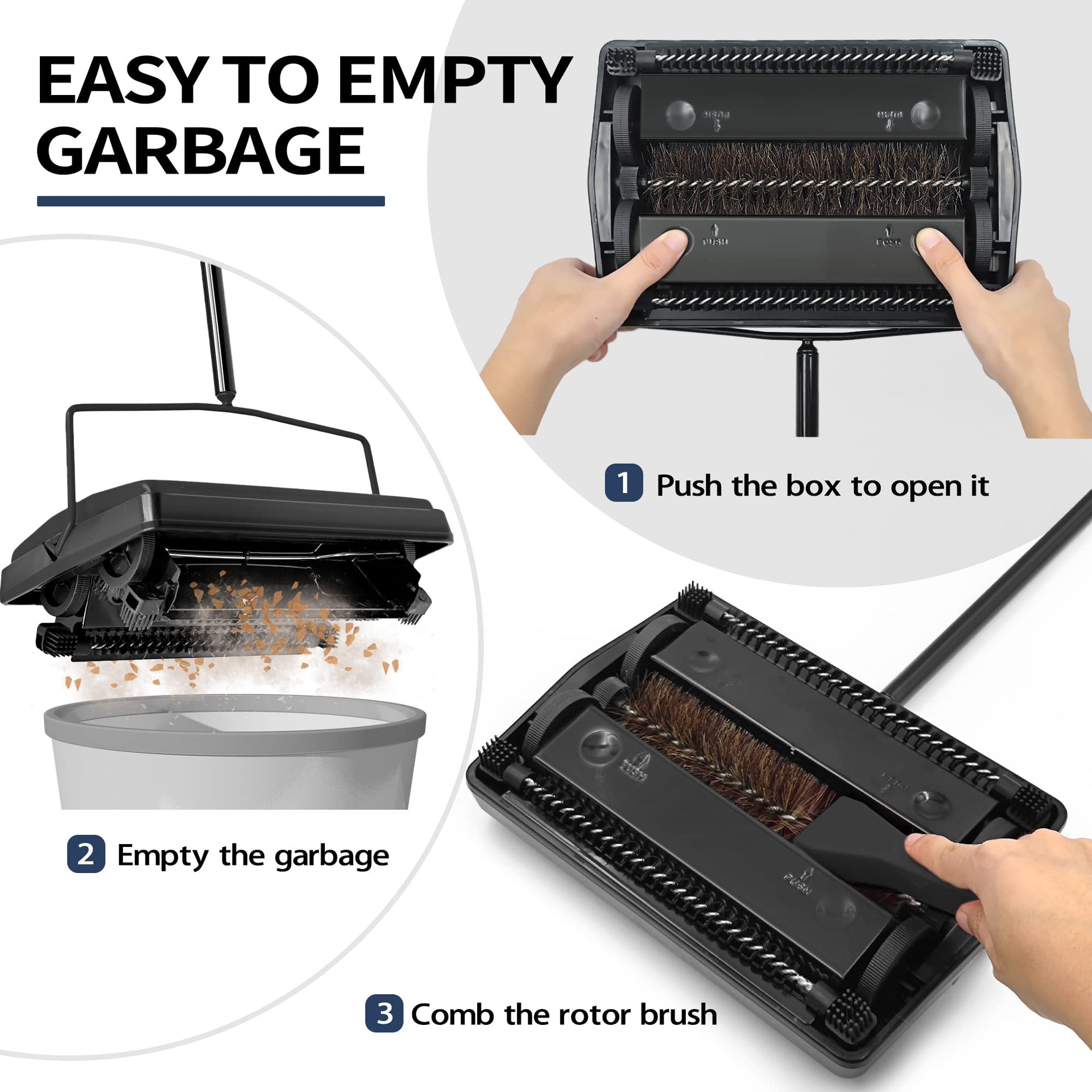 Carpet Floor Sweeper Manual with Horsehair