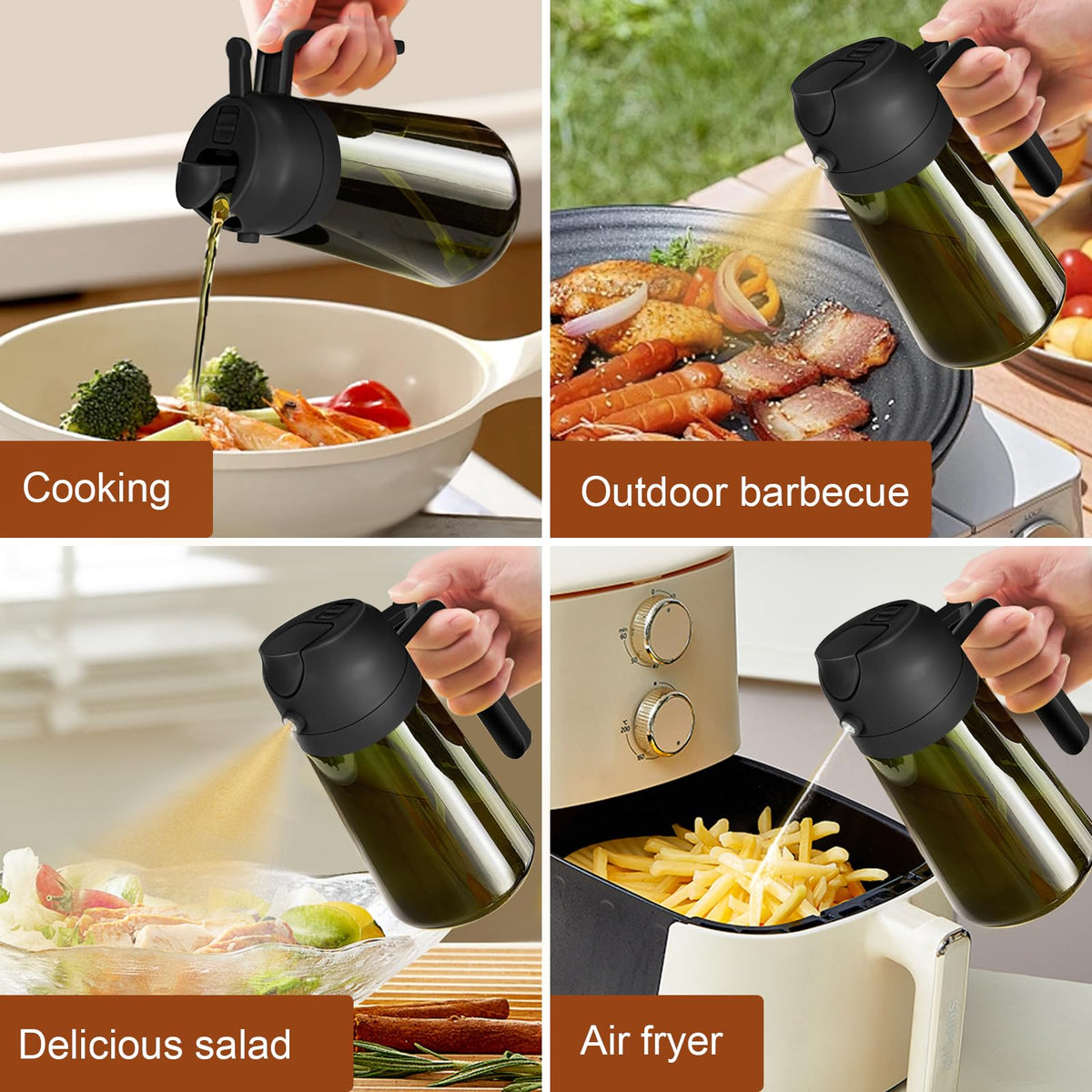 16 oz Dark Glass Olive Oil Sprayer & Dispenser