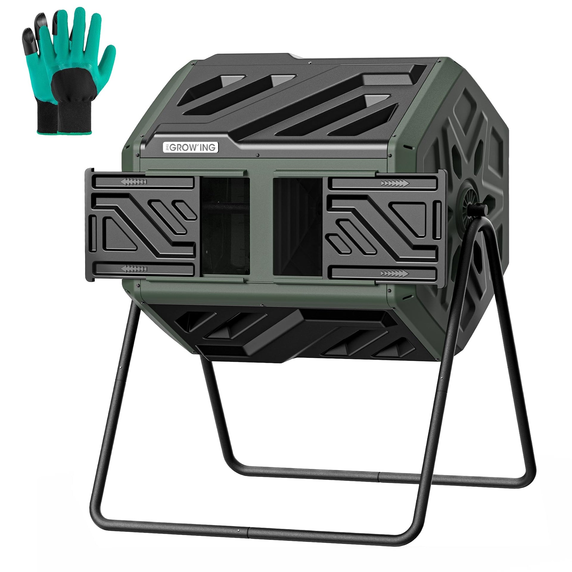 THE Growing 43 Gal Outdoor Compost Bin Tumbler for Backyard Garden