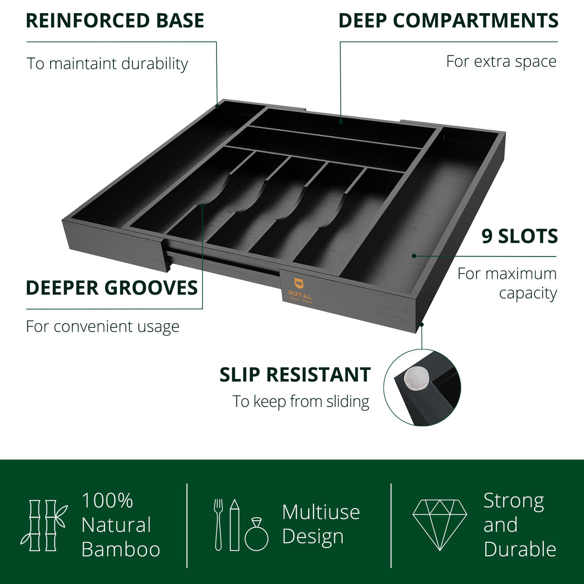 Luxury Bamboo Kitchen Drawer Organizer