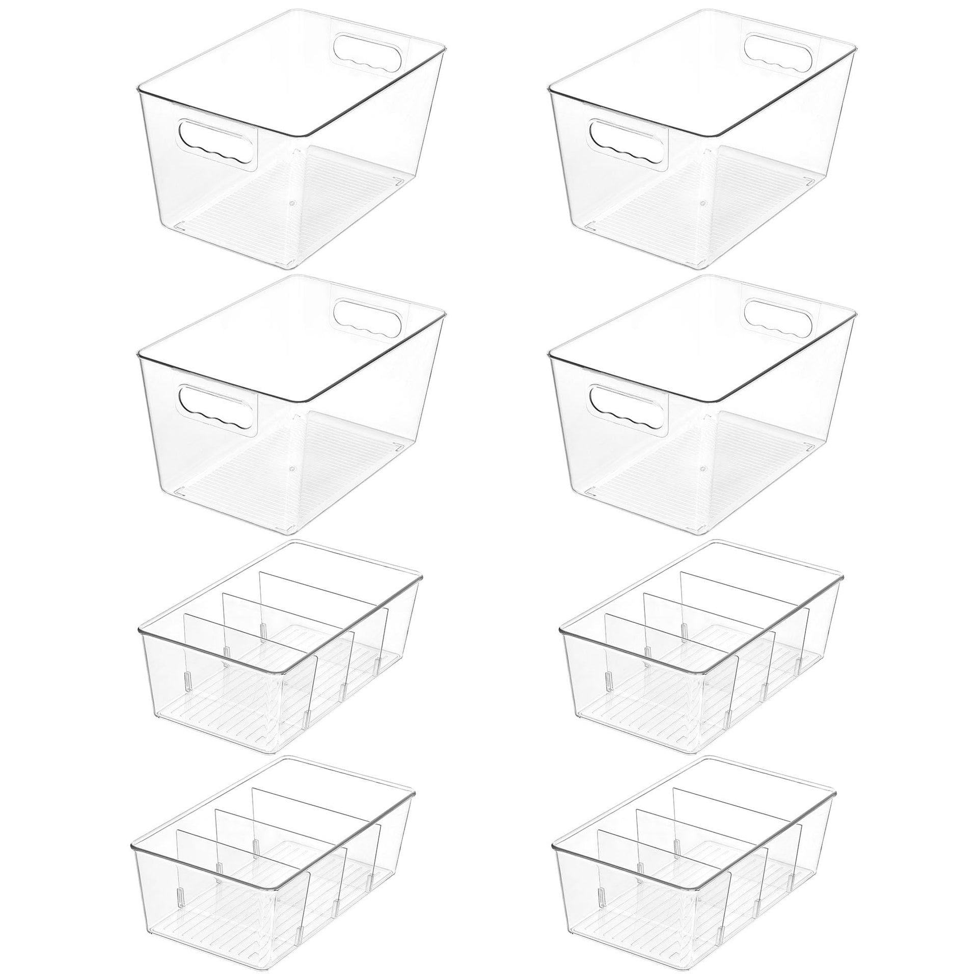 8 Pack Clear Storage Bins Set for Pantry Organizer (8 Count)