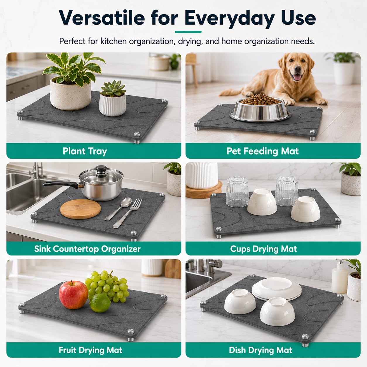 Stone Drying Mat For Kitchen Counter Superb Absorbent Diatomaceous Earth Mats with Non