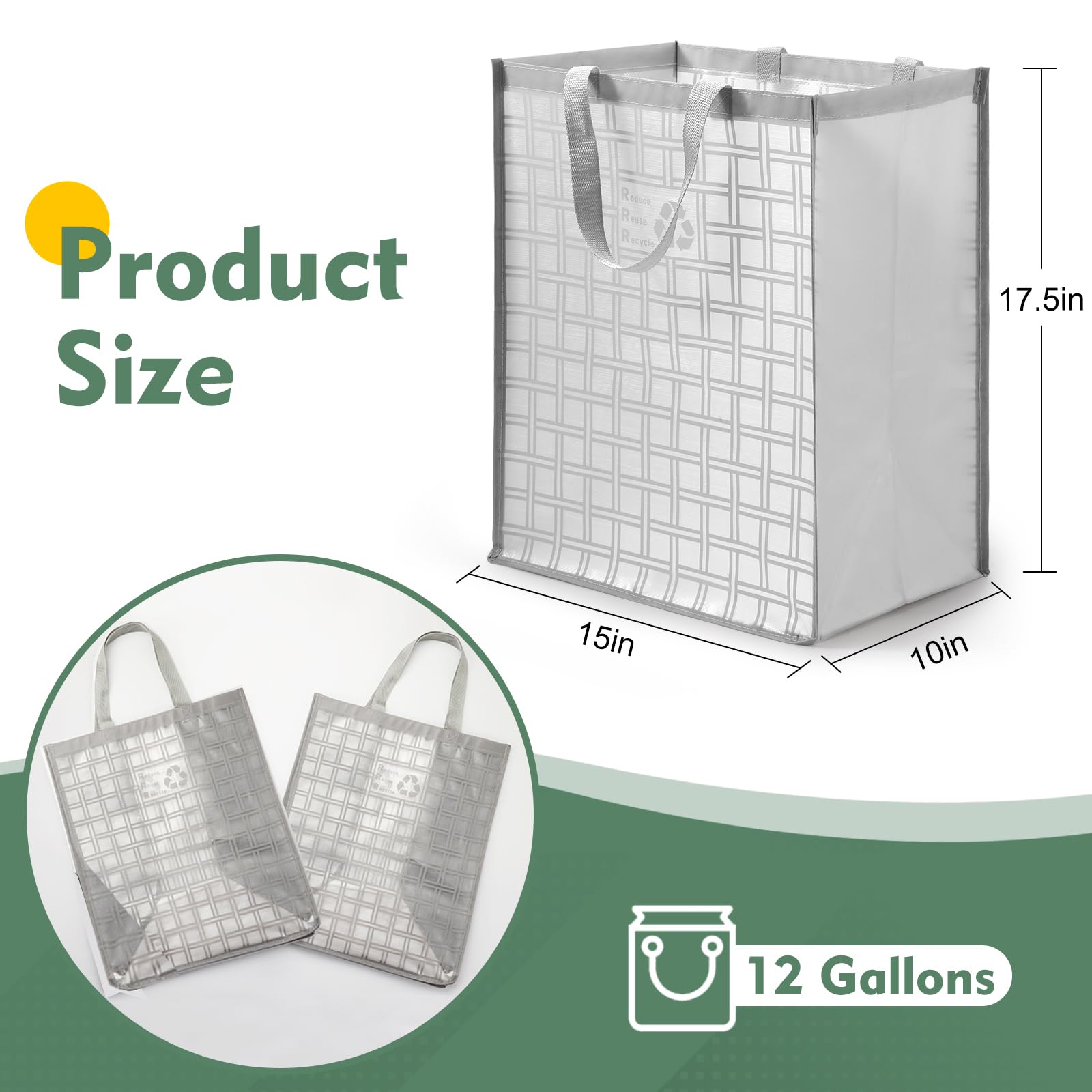 Recycle Bin Bags for Kitchen Home Trash Cans Sorting Bins 12 Gallon Set of 2 (2 Count)