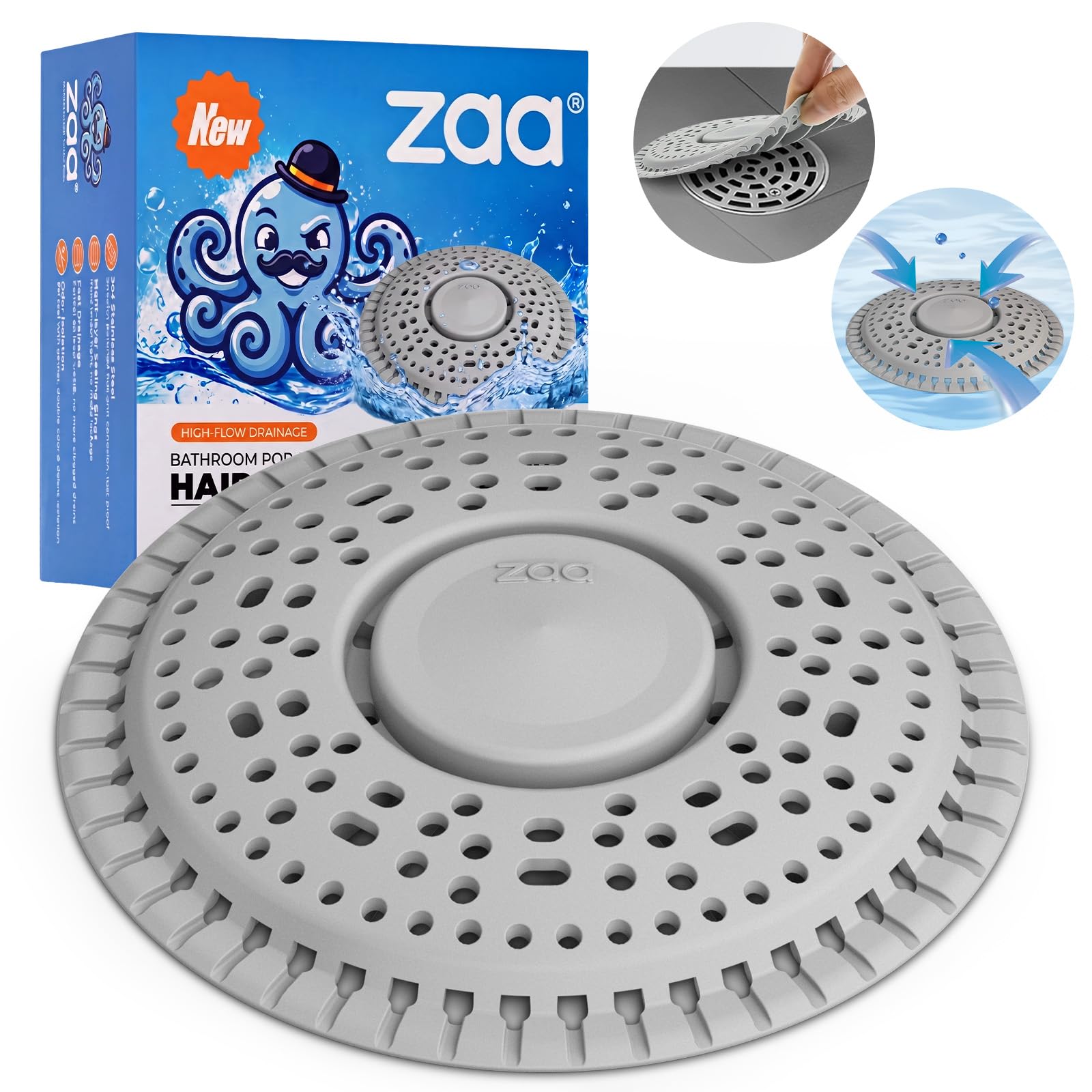 Shower Drain Hair Catcher Silicone Flat Floor Strainer Protector
