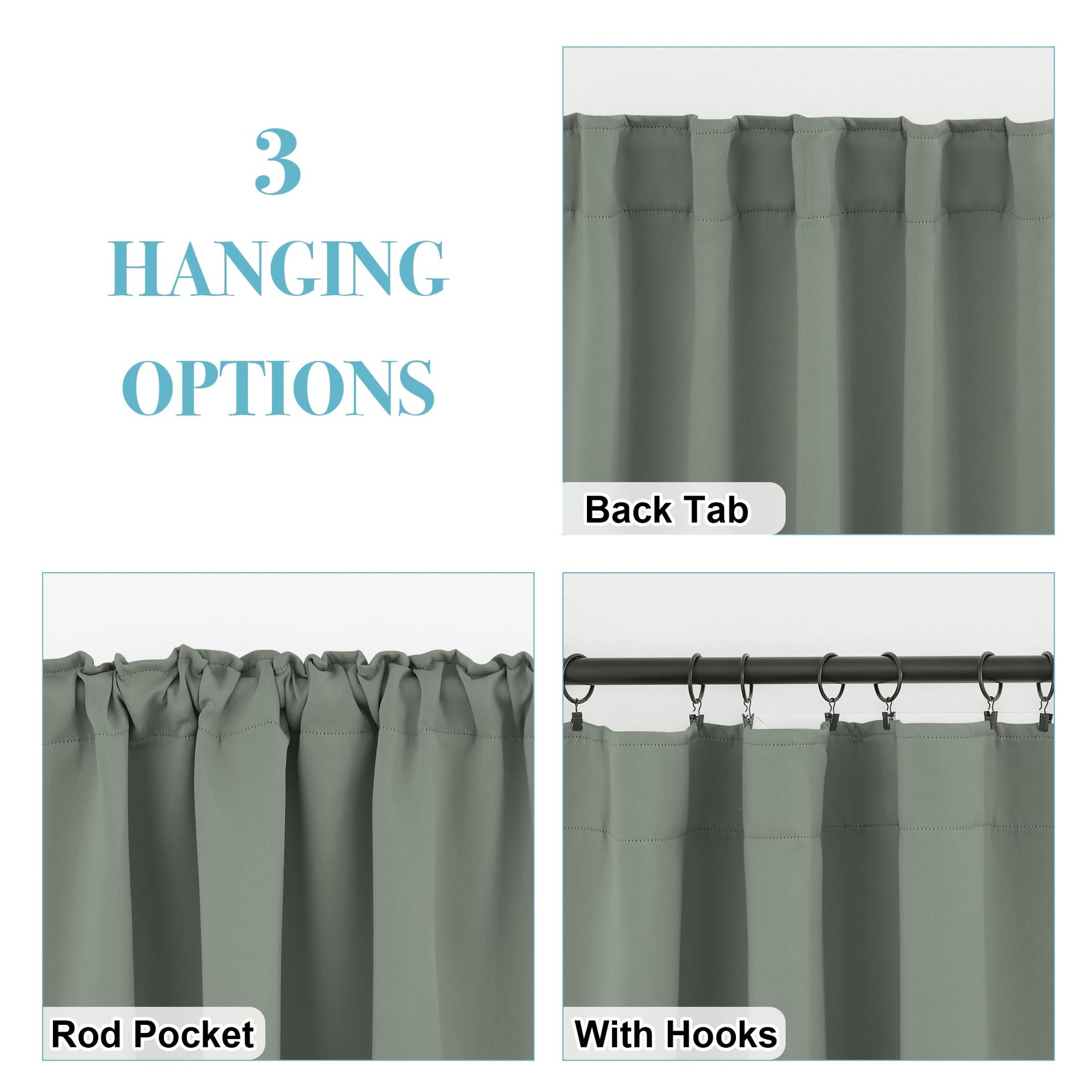 Blackout Curtains 80 inches Long for Bedroom Living Dining Room (2 Count)