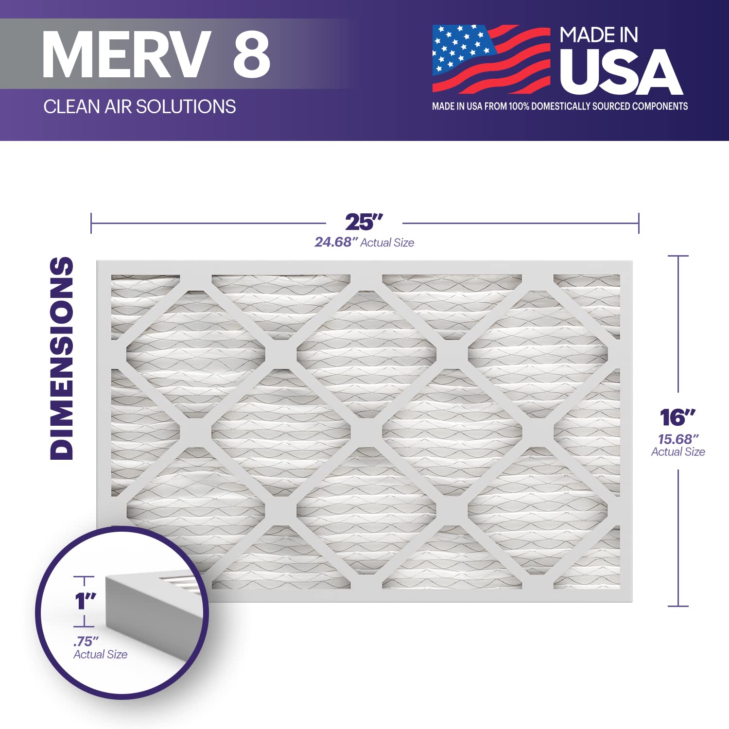 TruFilter 16x25x1 Air Filter MERV 8 (6 Count)
