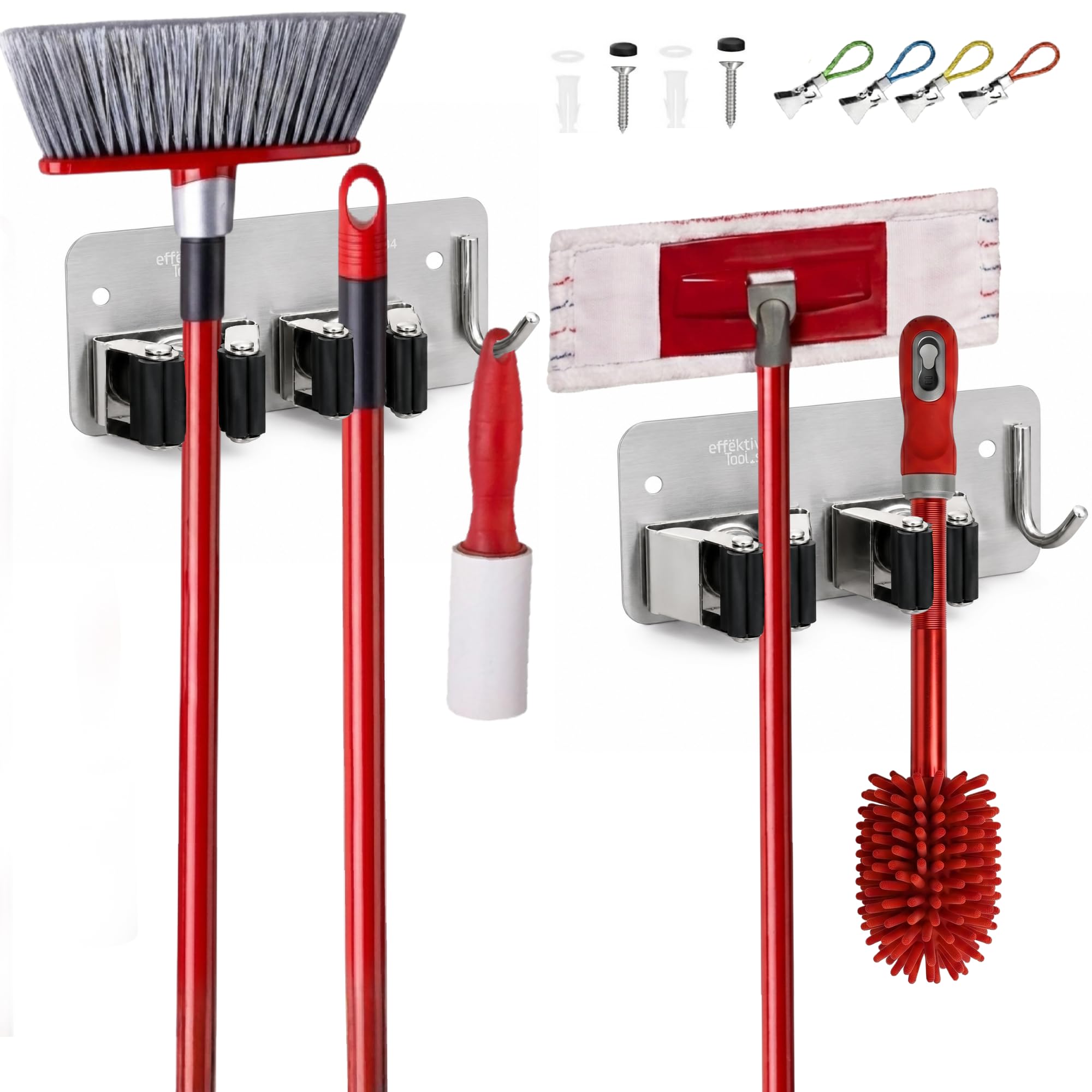 2 Pack Wall Mount Hanger for Brooms & Mops (2 Count)