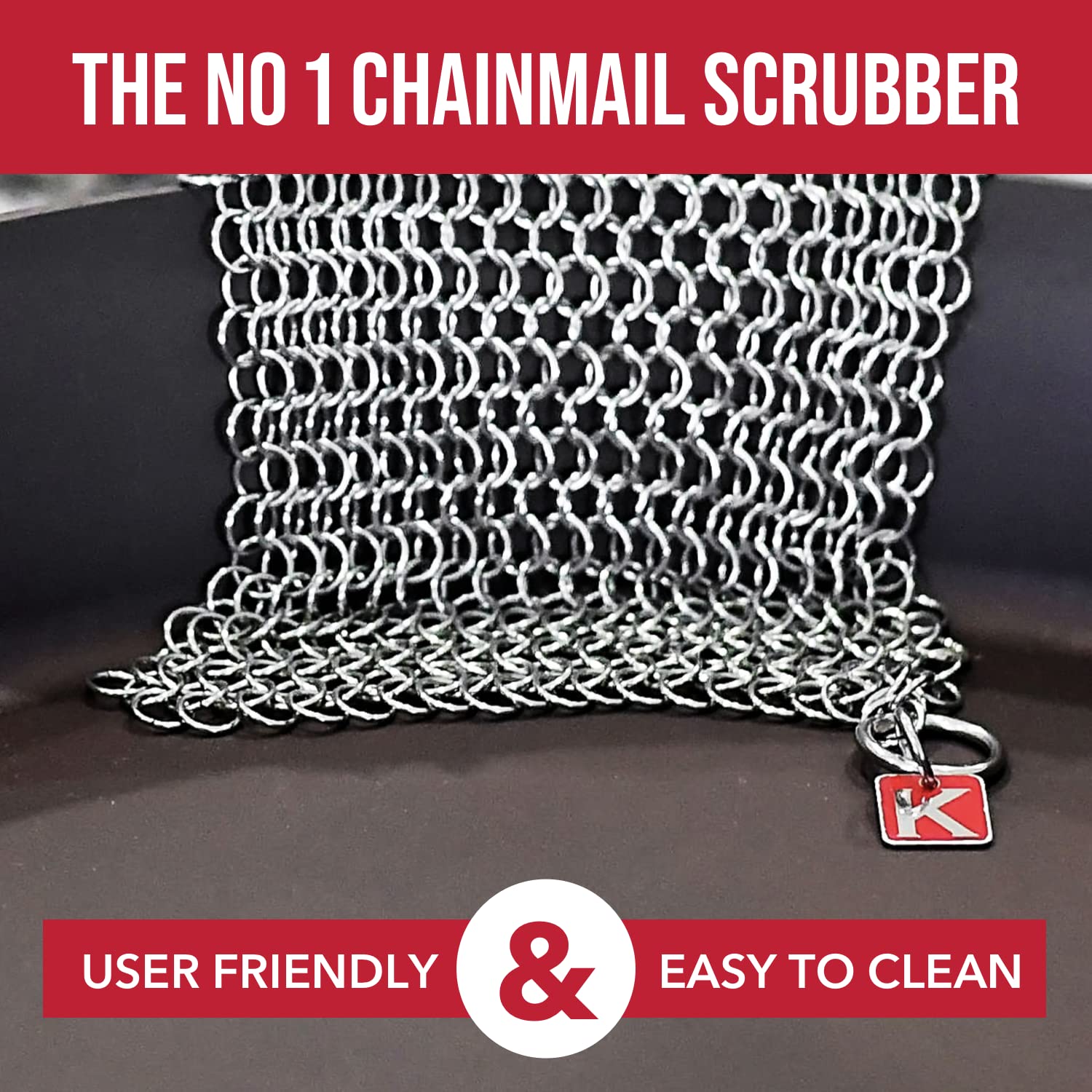 Knapp Made CM Scrubber 6" x 6" Small Ring Chainmail Cast Iron Scrubber