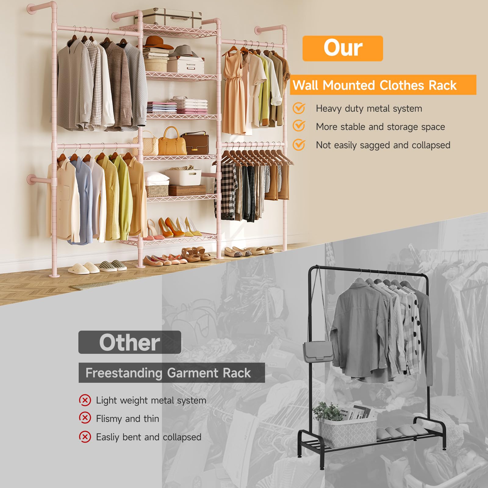 H3 Expandable Wall Mounted Closet System
